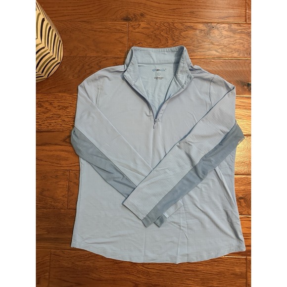 IBKUL Quarter Zip Golf Pullover Womens Medium Mesh Underarm Sun Shirt Babyblue L - Picture 1 of 9
